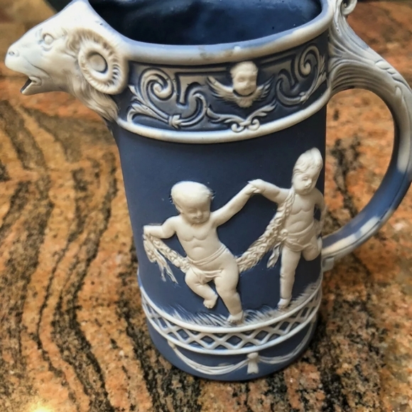 RARE Germany 1890s Ram head cherub SIGNED GOAT HEAD CHILDREN Cherub - Picture 7 of 16